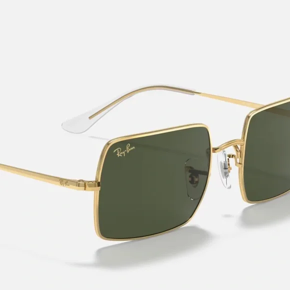 Ray-Ban Rectangle sunglasses (RB1969). Polished gold frame/G-15 green lenses - Picture 10 of 11